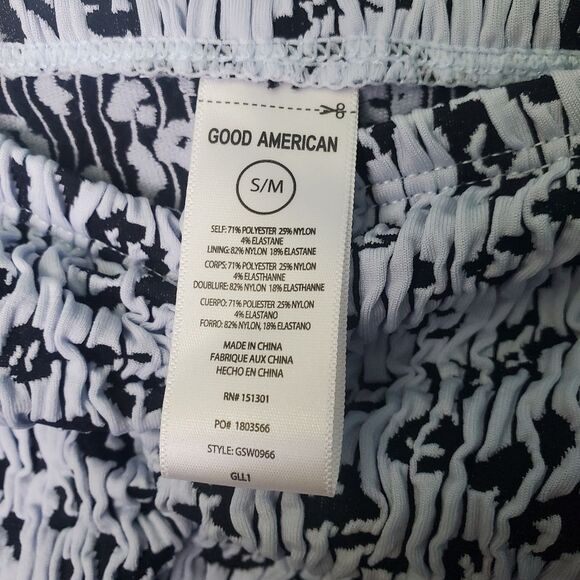 Good American Smocked Leopard Print Mini Skirt Black Blue Size S/M - Picture 7 of 7